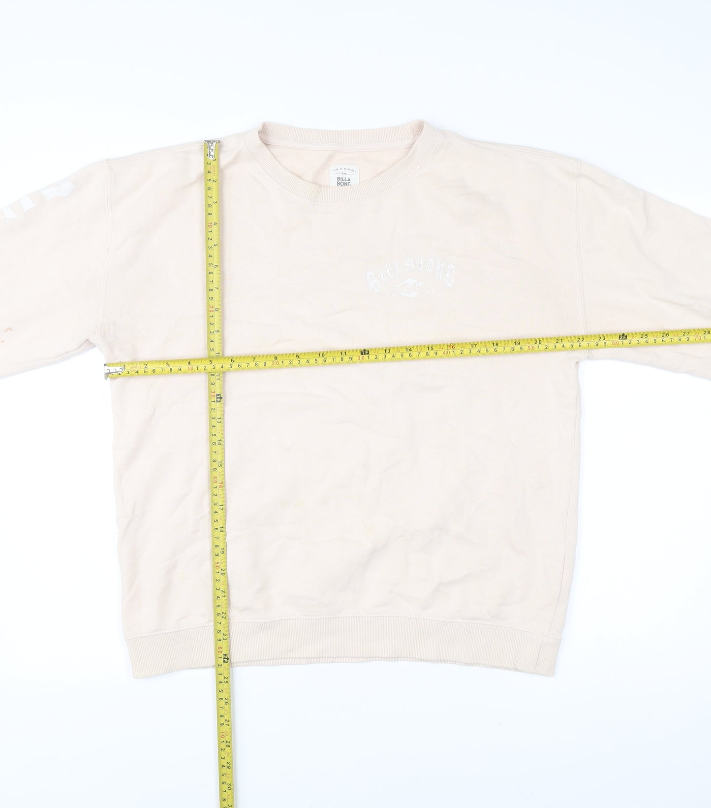 Billabong Mens Beige Crew Neck Sweatshirt Size S Graphic Pullover