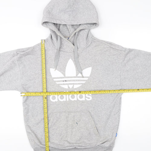 Adidas Womens Grey XS Pullover Hoodie Sweatshirt Logo Raglan