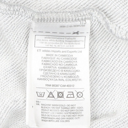 Adidas Womens Grey XS Pullover Hoodie Sweatshirt Logo Raglan