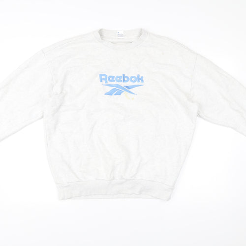 Reebok Mens Grey Sweatshirt Pullover Logo Crew Neck Size M