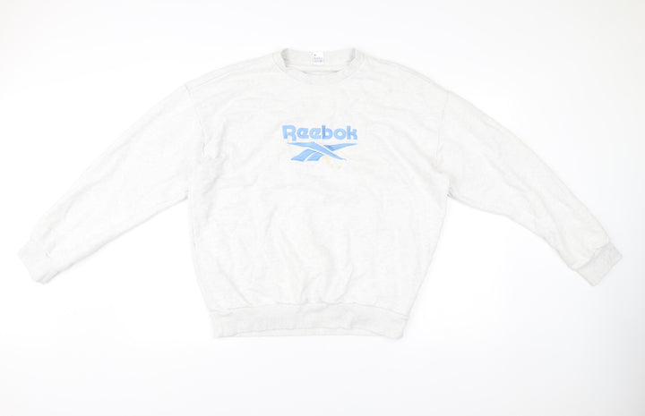 Reebok Mens Grey Sweatshirt Pullover Logo Crew Neck Size M