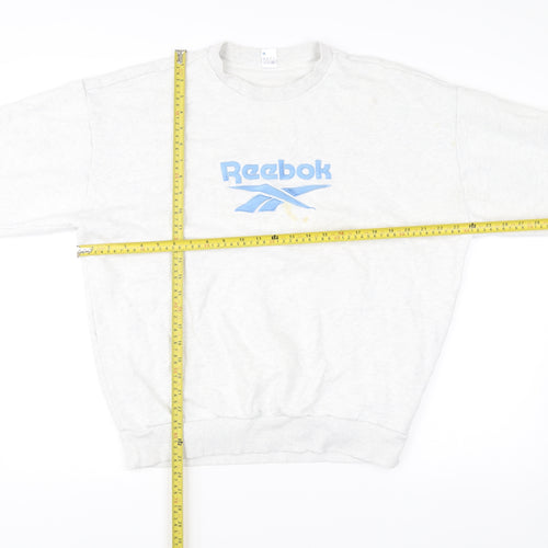 Reebok Mens Grey Sweatshirt Pullover Logo Crew Neck Size M