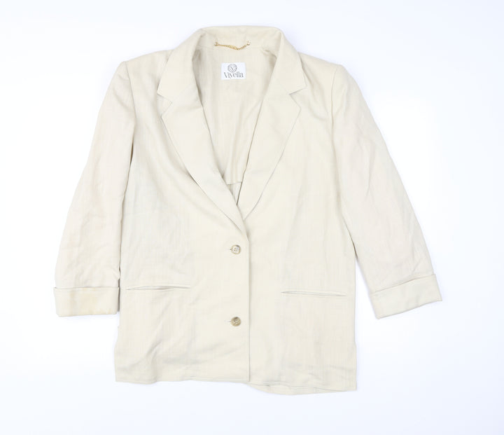 Viyella Women’s Beige Angora Blend Blazer Jacket UK 10 Classic Fit