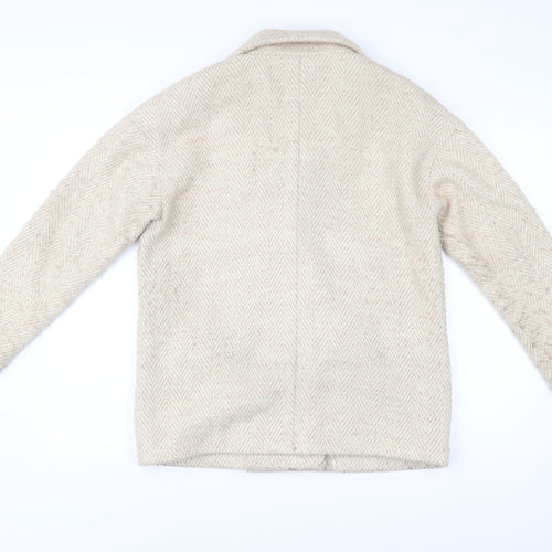MKT Studio Unisex Beige Herringbone Blazer Jacket Wool Blend Size 36