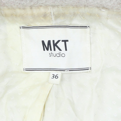 MKT Studio Unisex Beige Herringbone Blazer Jacket Wool Blend Size 36