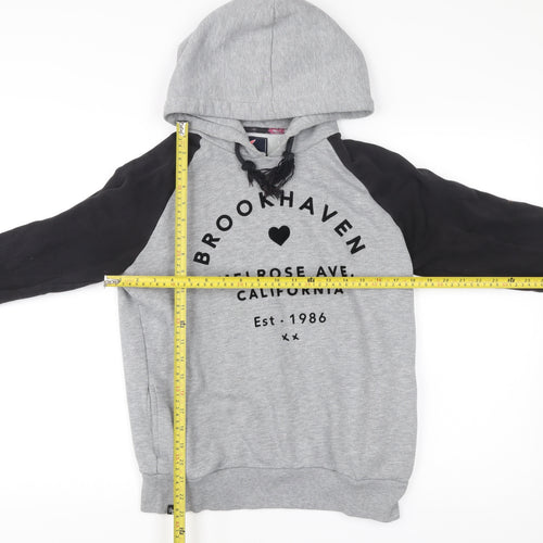 Brookhaven Womens Grey Black Hoodie Size 10 Pullover Logo Print