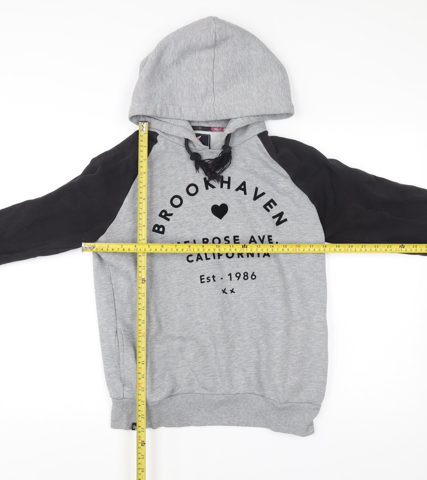 Brookhaven Womens Grey Black Hoodie Size 10 Pullover Logo Print