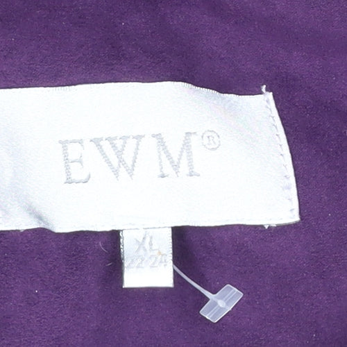 EWM Women’s Purple Quilted Waistcoat XL Hooded Fur Trim Sleeveless