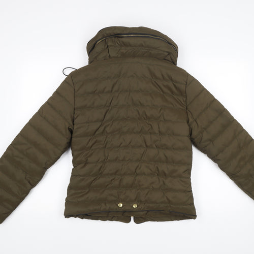 Lasula Women’s Green Puffer Jacket M Hooded Quilted Coat