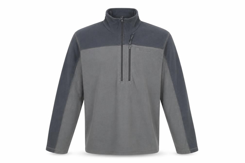 Front view of Mountain Warehouse Men's Grey Fleece Sweatshirt Small 1/2 Zip Lightweight