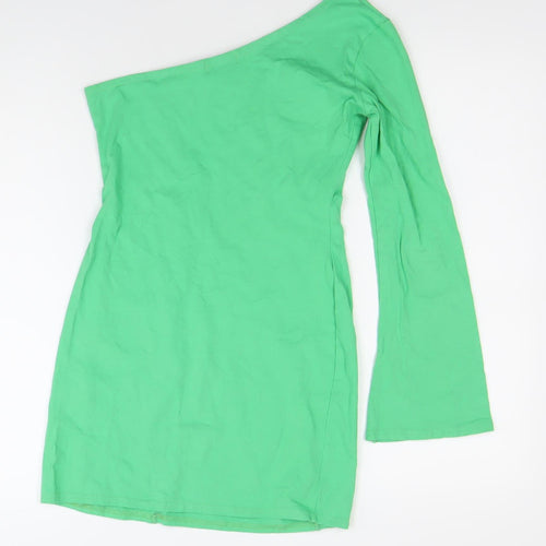 PrettyLittleThing Women’s Green Bodycon Party Dress Size 8 One Shoulder