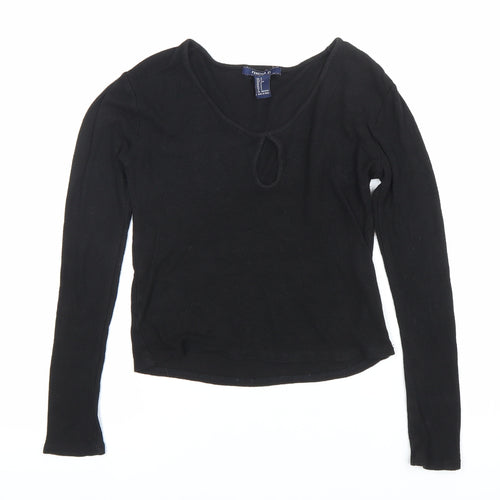 Forever 21 Women’s Black Slim Fit Long Sleeve Scoop Neck Top S