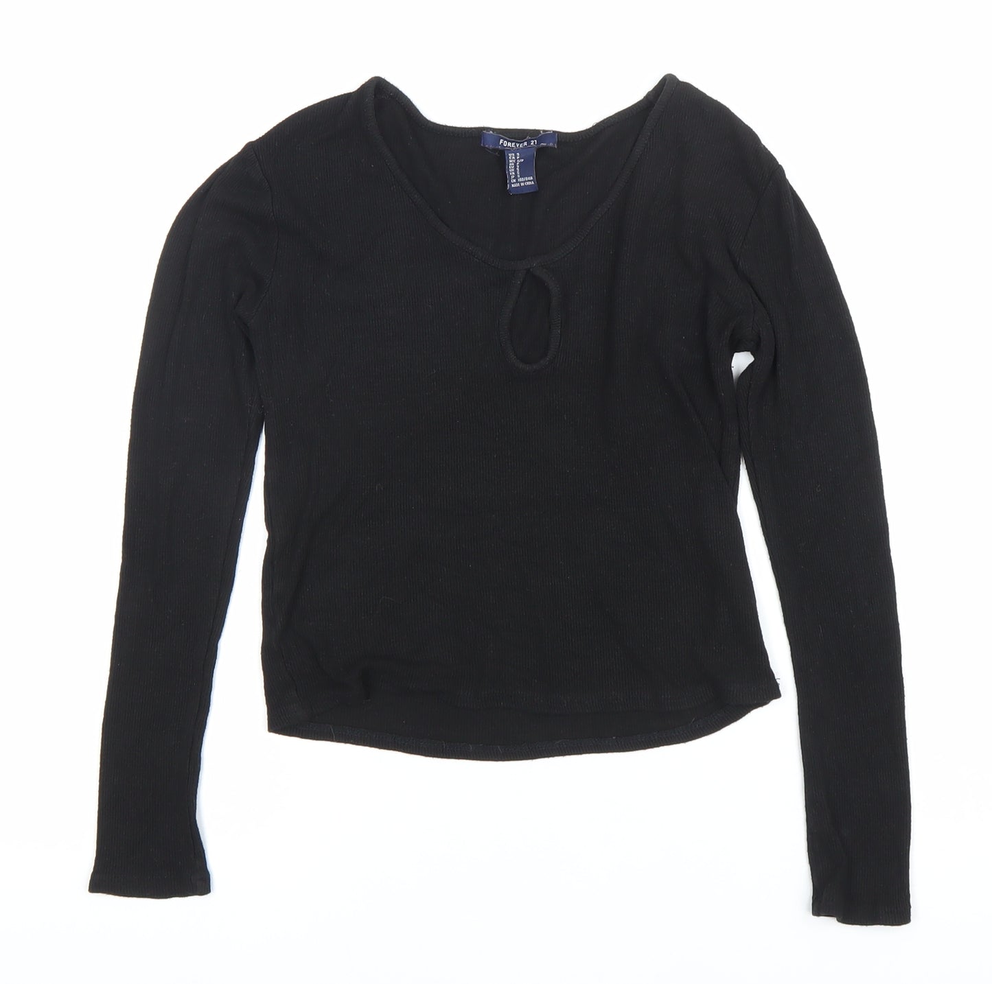Forever 21 Women’s Black Slim Fit Long Sleeve Scoop Neck Top S