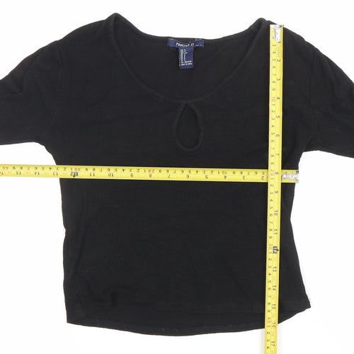 Forever 21 Women’s Black Slim Fit Long Sleeve Scoop Neck Top S