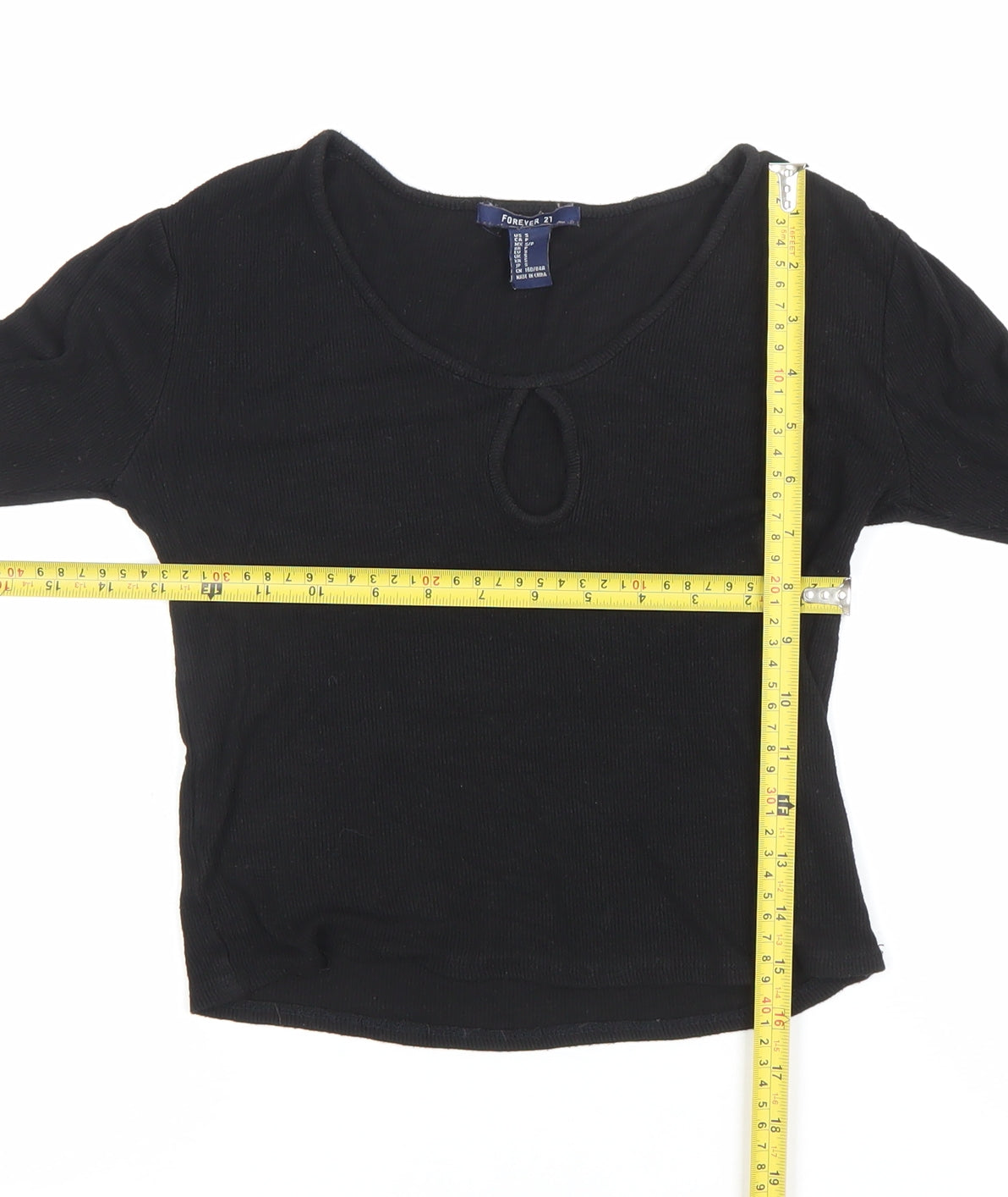 Forever 21 Women’s Black Slim Fit Long Sleeve Scoop Neck Top S