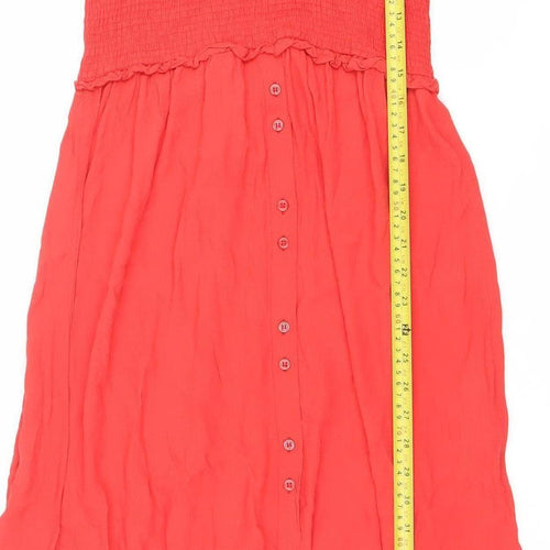 Zara Women Red XS Shirt Dress Knee Length 3/4 Sleeve Viscose