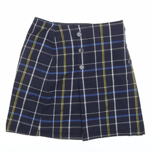Marks and Spencer Women’s Blue Plaid Pleated Skirt UK12 Knee Length