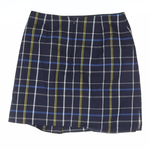 Marks and Spencer Women’s Blue Plaid Pleated Skirt UK12 Knee Length