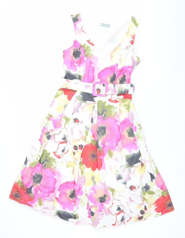 Marks and Spencer Women’s Multicoloured Floral Fit & Flare Knee Length Dress Size 10