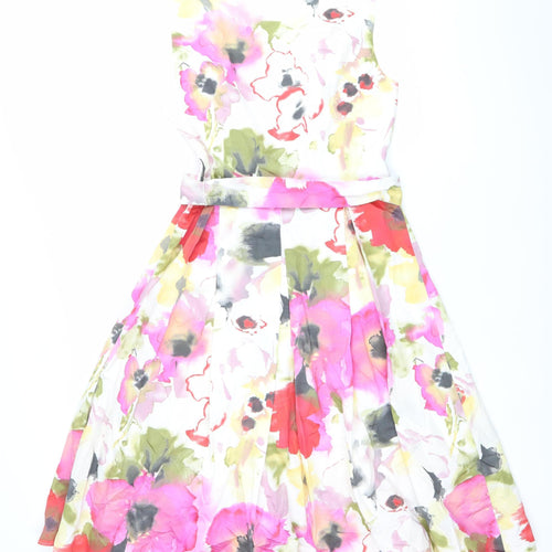 Marks and Spencer Women’s Multicoloured Floral Fit & Flare Knee Length Dress Size 10