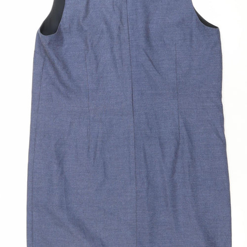 Next Women’s Blue Shift Dress UK 8 Knee Length Sleeveless V-Neck Workwear