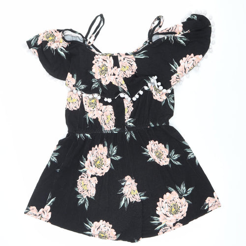 Elect Women Black Floral Off Shoulder Playsuit UK 14 Summer Ruffle