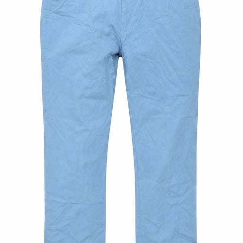 Marks and Spencer Men’s Blue 36L Chino Trousers Cotton Blend