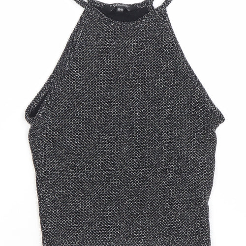 New Look Teens Black Glitter Halter Camisole Tank Top Size 10