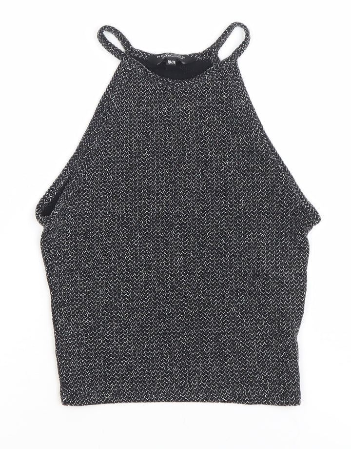New Look Teens Black Glitter Halter Camisole Tank Top Size 10