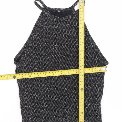 New Look Teens Black Glitter Halter Camisole Tank Top Size 10