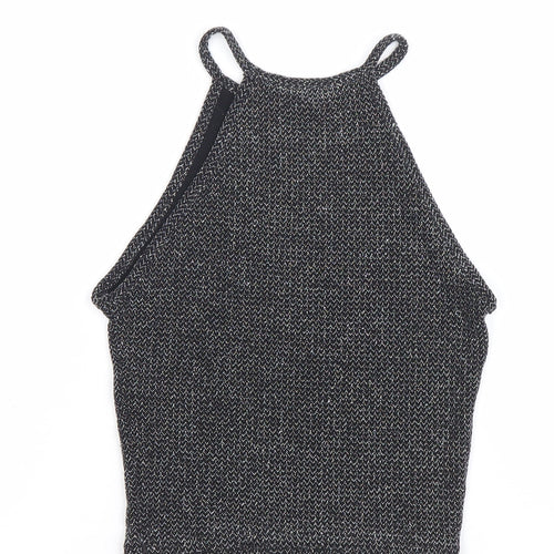 New Look Teens Black Glitter Halter Camisole Tank Top Size 10