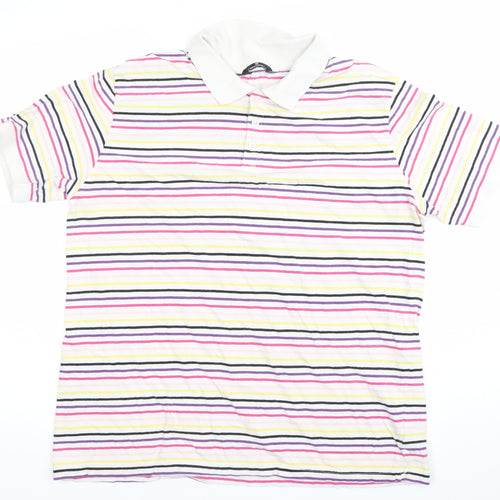 Urban Spirit Mens Multicoloured Striped Polo Shirt L Cotton