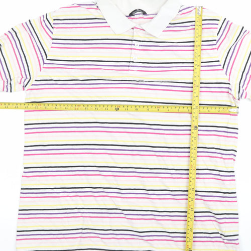 Urban Spirit Mens Multicoloured Striped Polo Shirt L Cotton