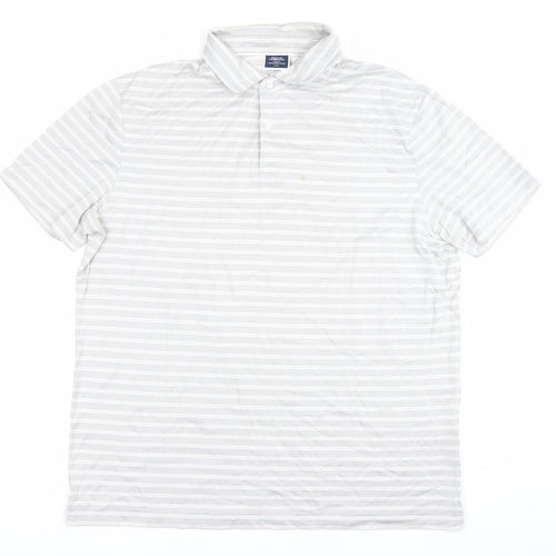 Charles Tyrwhitt Men's Grey Striped Polo Shirt Size L Cotton