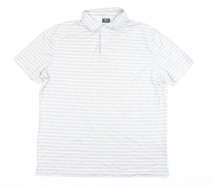 Charles Tyrwhitt Men's Grey Striped Polo Shirt Size L Cotton