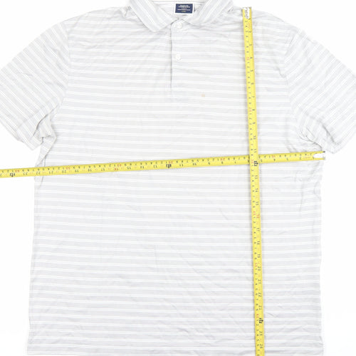 Charles Tyrwhitt Men's Grey Striped Polo Shirt Size L Cotton