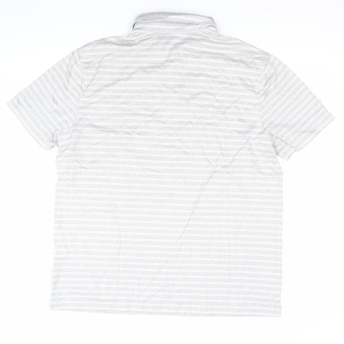 Charles Tyrwhitt Men's Grey Striped Polo Shirt Size L Cotton