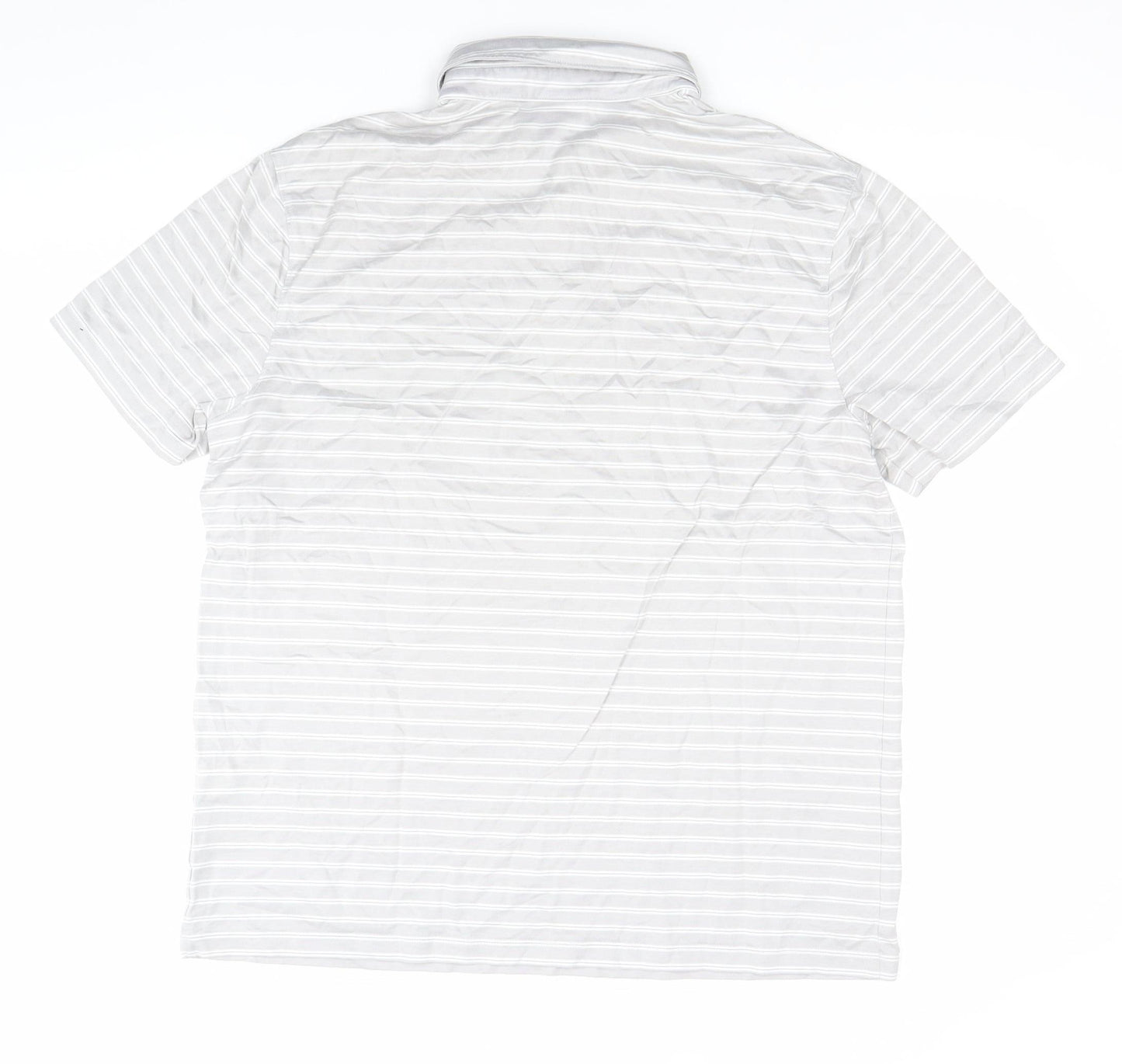 Charles Tyrwhitt Men's Grey Striped Polo Shirt Size L Cotton