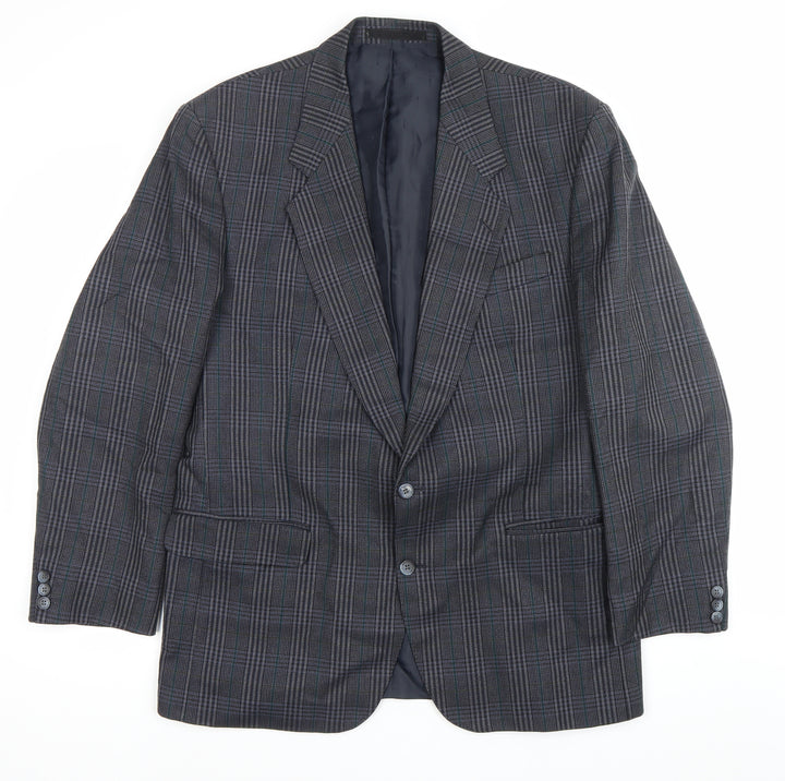 The British Tailor Men's Grey Check Wool Blazer Jacket 44R