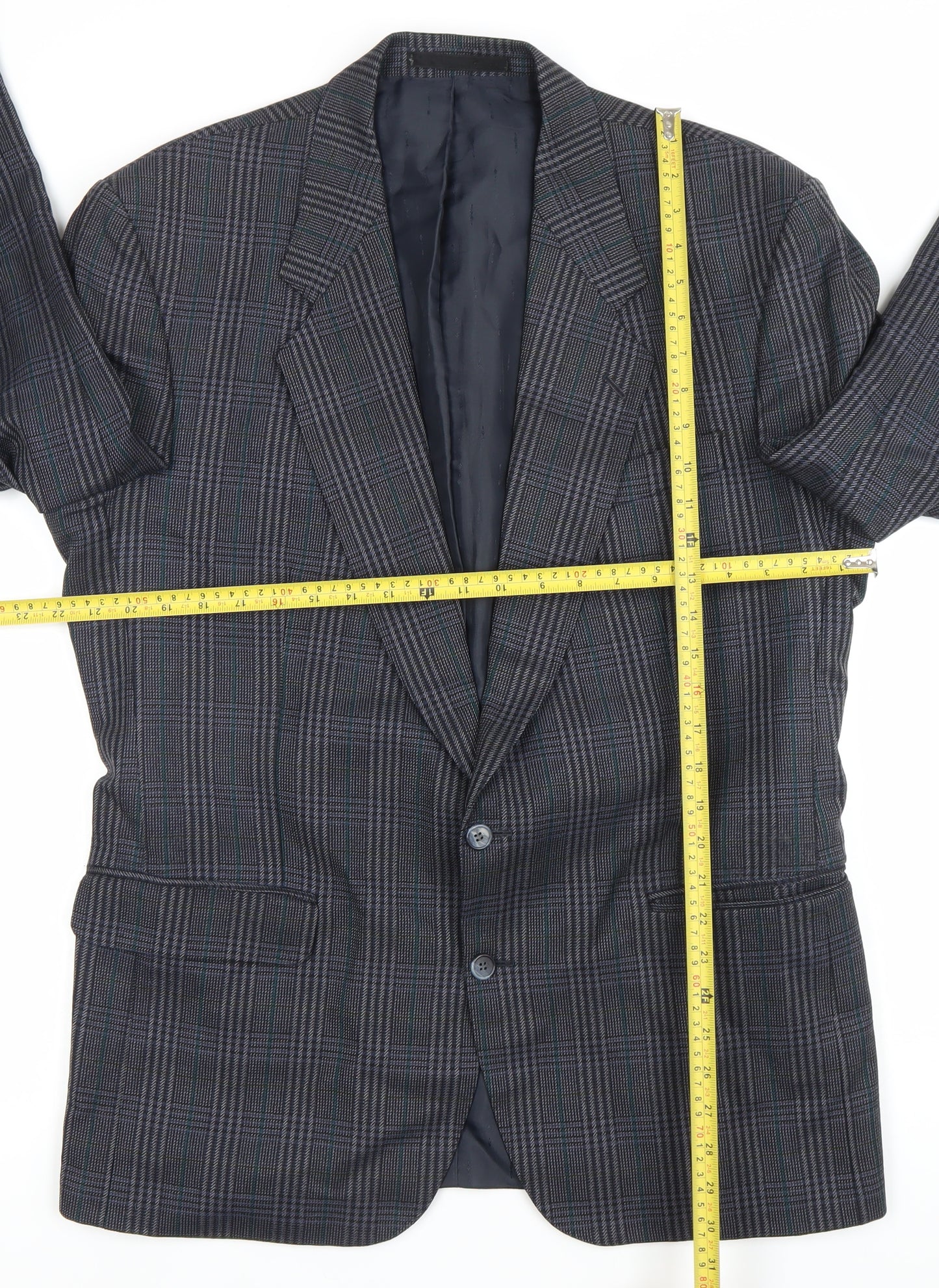 The British Tailor Men's Grey Check Wool Blazer Jacket 44R