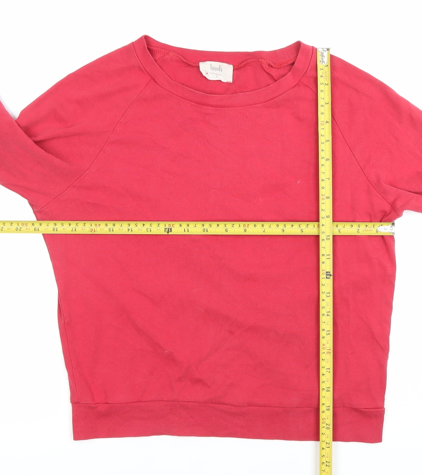 Hush Women’s Red XS Long Sleeve Cotton Jersey Crew Neck Top