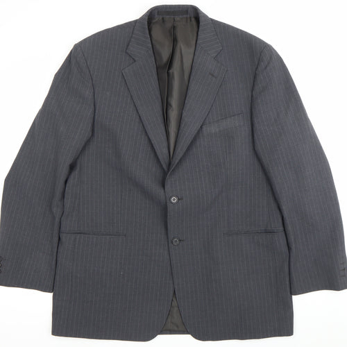 Marks and Spencer Men Grey Pinstripe 42 Chest Notch Lapel Blazer