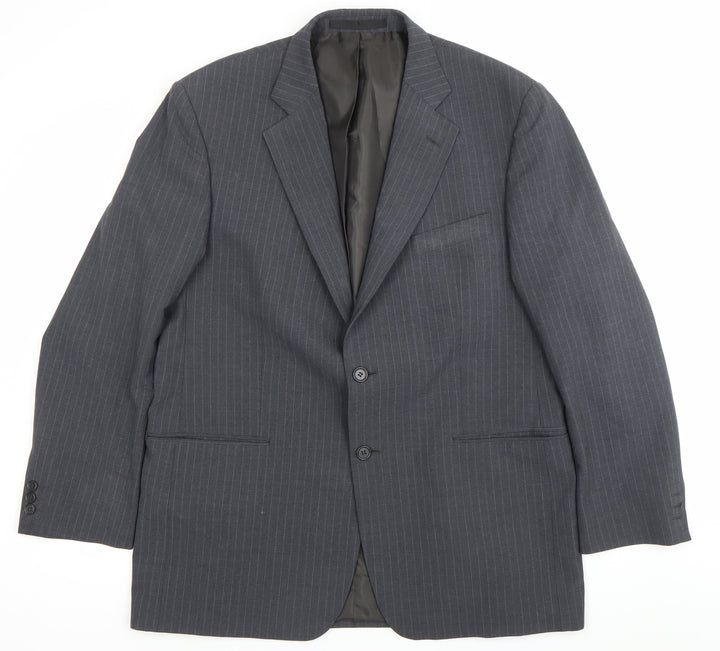 Marks and Spencer Men Grey Pinstripe 42 Chest Notch Lapel Blazer