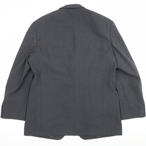 Marks and Spencer Men Grey Pinstripe 42 Chest Notch Lapel Blazer