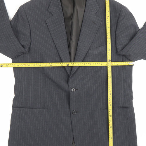 Marks and Spencer Men Grey Pinstripe 42 Chest Notch Lapel Blazer