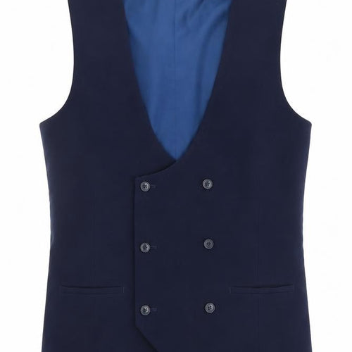 ONESIX5IVE Men's Blue Slim Fit Double-Breasted Waistcoat 36L