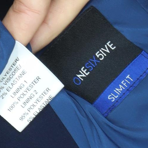 ONESIX5IVE Men's Blue Slim Fit Double-Breasted Waistcoat 36L
