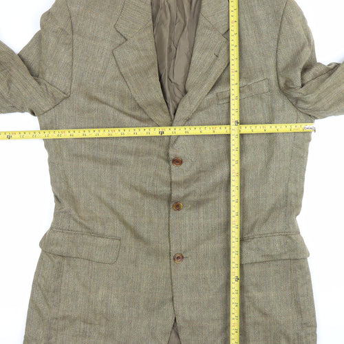 DAKS Men’s Brown Wool Tweed Blazer Jacket Size 40 Classic Fit