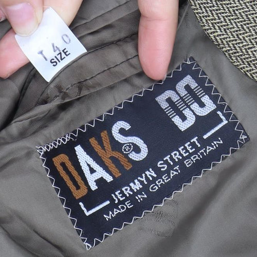 DAKS Men’s Brown Wool Tweed Blazer Jacket Size 40 Classic Fit