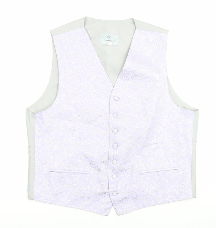 Youngs Hire Men's Purple Floral Waistcoat Size 44 Wedding Formal